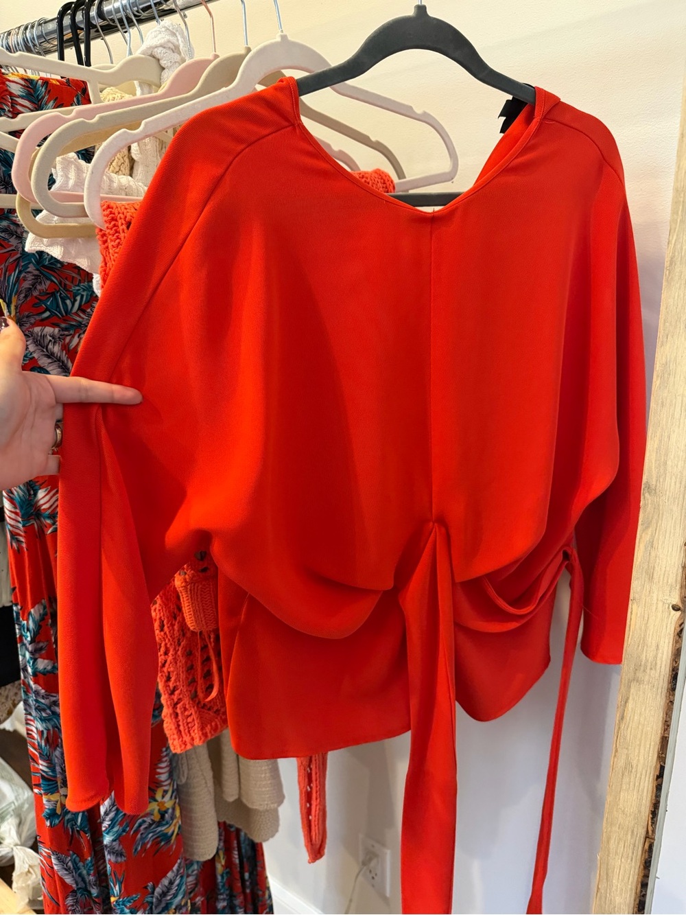 Topshop Red Tie-Back Blouse